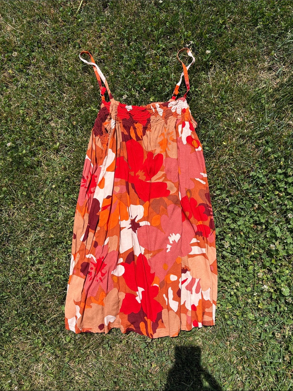 Orange Floral Sundress with Adjustable Straps